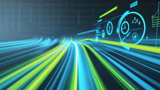 Futuristic Data Network with Dynamic Neon Transformations