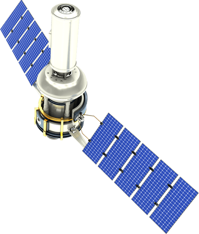 Transparent satellite with solar panels for global communication