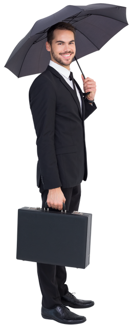 Smiling Businessman Under Transparent Umbrella with Briefcase - Download Free Stock Videos Pikwizard.com