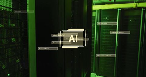 AI Technology and Data Processing in Modern Server Room - Download Free Stock Images Pikwizard.com