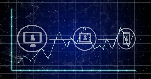 Data Flow Chart with Monitors, Buildings, and Smartphones on Grid