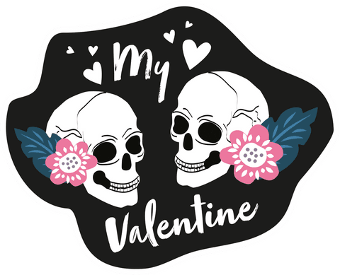 romantic skulls illustration with valentine text on transparent background - Download Free Stock Videos Pikwizard.com