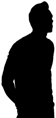 Minimalistic silhouette outline of man on transparent background