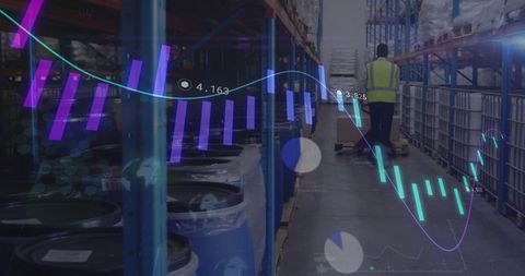 Data Analytics Overlaying Modern Warehouse Inventory Management - Download Free Stock Images Pikwizard.com