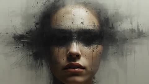 Black paint band masking eyes in cinematic closeup portrait — moody editorial motion