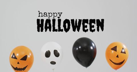 Colorful Halloween Themed Balloons Greeting