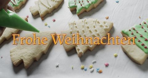 German Christmas Greetings Over Festive Holiday Cookies - Download Free Stock Images Pikwizard.com
