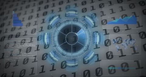 futuristic data analysis interface with binary code - Download Free Stock Images Pikwizard.com