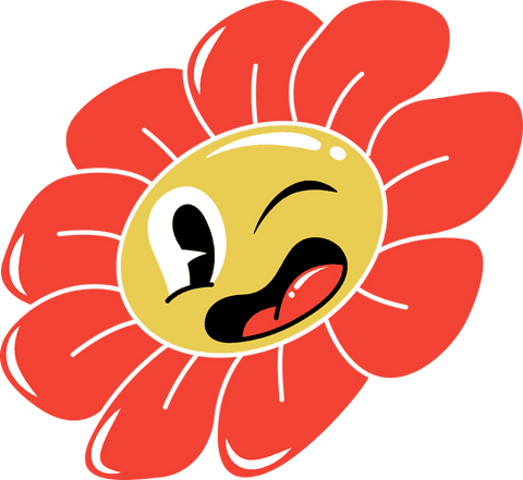 Winking Cartoon Flower Icon with Red Petals on Transparent Background - Download Free Stock Videos Pikwizard.com