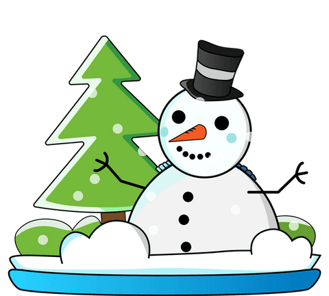 cheerful cartoon snowman with tree and top hat on transparent background - Download Free Stock Videos Pikwizard.com