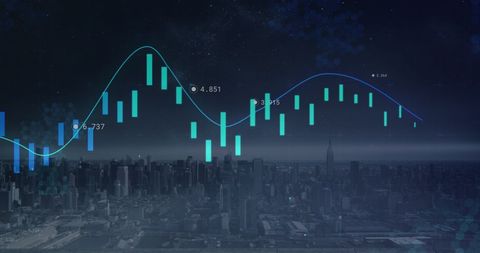 Digital Analytics Over Cityscape at Night - Download Free Stock Images Pikwizard.com