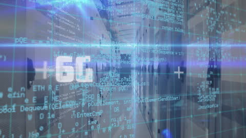 6G Futuristic Data Processing in Server Room Animation Illustration