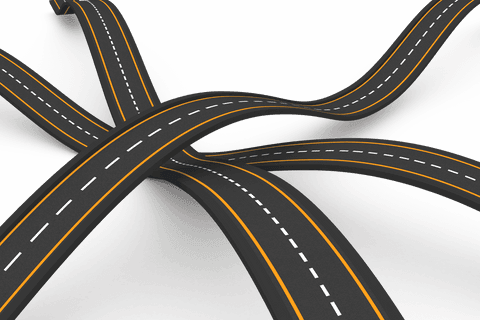 Twisting Road Lanes Illustration on Transparent Background