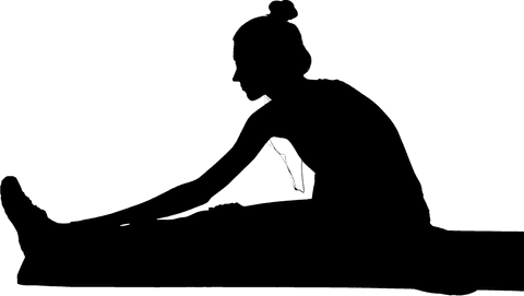 Transparent silhouette of woman exercising in full length
