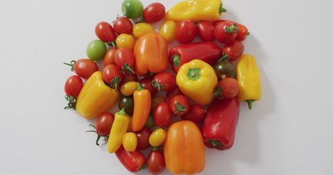 Variety of Colorful Peppers and Tomatoes on White Background - Download Free Stock Images Pikwizard.com