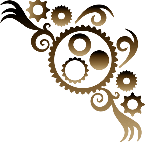 Bronze Gold Gears with Scrollwork on Transparent Background - Download Free Stock Videos Pikwizard.com