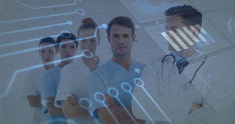 Medical Team Exploring Futuristic Digital Healthcare Technology