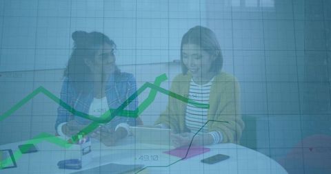 Coworkers Collaborating on Business Strategy with Graph Overlay