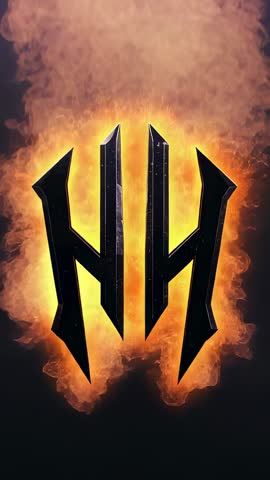 Vertical Cinematic Logo Reveal Flaming Four-Pronged Emblem Igniting With Flickering Embers
