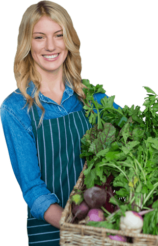 transparent background young woman holding fresh vegetables - Download Free Stock Videos Pikwizard.com