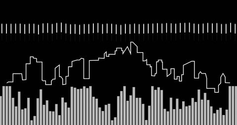 Digital Urban Cityscape with Abstract Sound Waves - Download Free Stock Images Pikwizard.com