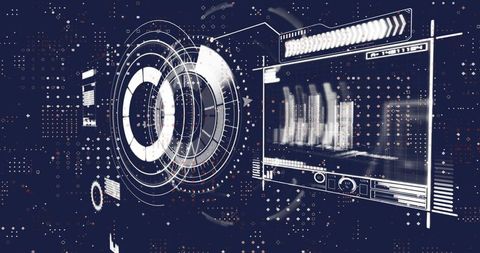 Futuristic data scanning interface with iconography