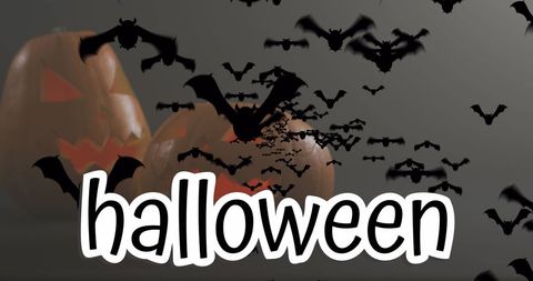 Halloween Bats Flying Over Pumpkins Banner Design