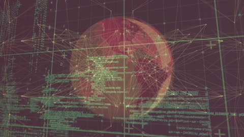 Digital Globe with Data Visualization and Network Lines