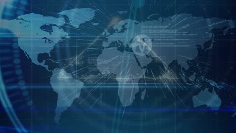 Digital Network and Data Connections on World Map