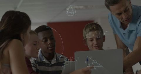 teacher guiding diverse students with technology and mathematics - Download Free Stock Images Pikwizard.com