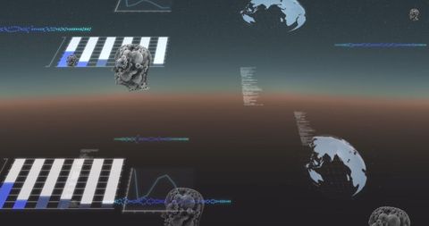 Futuristic global digital interface concept with data processing