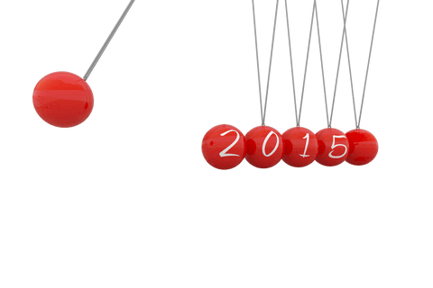 Red balls with 2015 text on transparent background