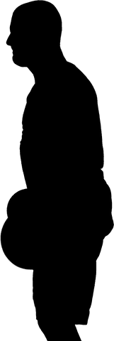 Transparent silhouette of man lifting dumbbells for fitness concept