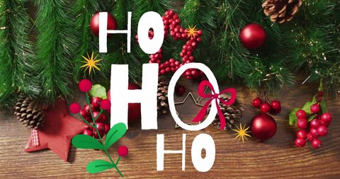 Festive Christmas Decorations with Ho Ho Ho Text