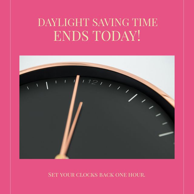 Reminder to Set Clocks Back for Daylight Saving Time Ending - Download Free Stock Templates Pikwizard.com