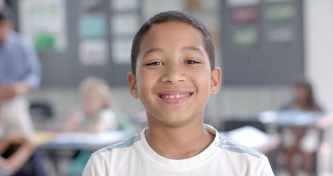 Smiling Child in Classroom, Happy School Atmosphere - Download Free Stock Images Pikwizard.com