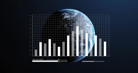 2D Bar Graph Overlay on Planet Earth Providing Global Data Insights - Download Free Stock Images Pikwizard.com