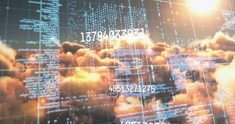 Digital Data Streams Over Dramatic Sunset Sky - Download Free Stock Images Pikwizard.com