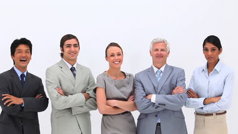 Confident Diverse Business Team Posing in Office Setting