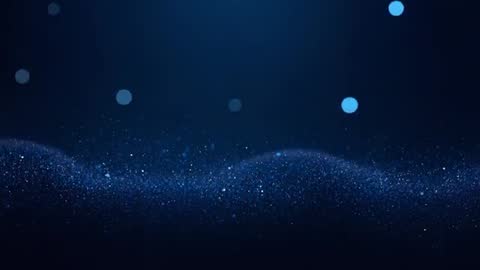 Undulating Blue Glitter Wave with Drifting Bokeh Orbs, Sparkling Particles and Top Glow