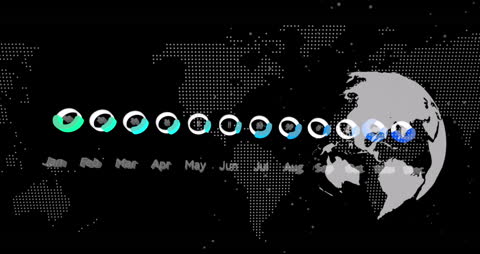 Global Data Processing Over World Map Animation