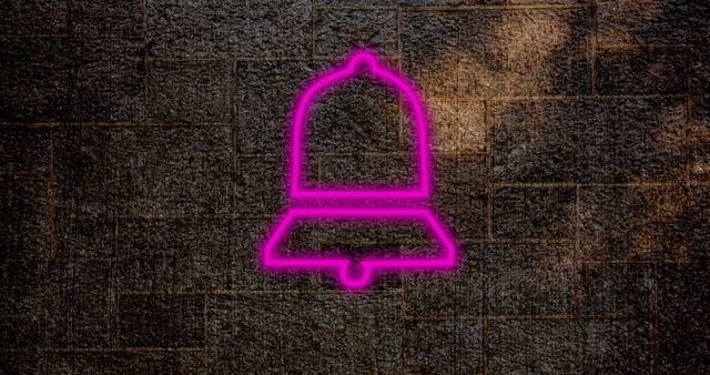 Glowing Pink Notification Bell Icon On Old Stone Wall Background - Download Free Stock Images Pikwizard.com