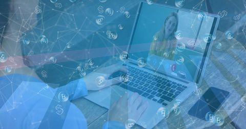 blockchain networking over virtual call technology concept - Download Free Stock Images Pikwizard.com