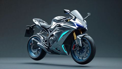 High-performance sport motorcycle with led accents in studio