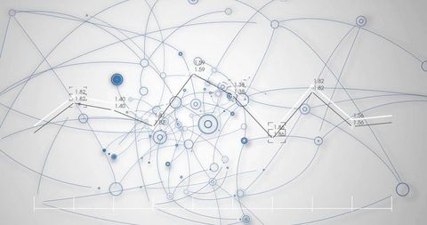 Abstract Network Schematic Showing Concentric Nodes, Arcs and Labeled Data Polylines