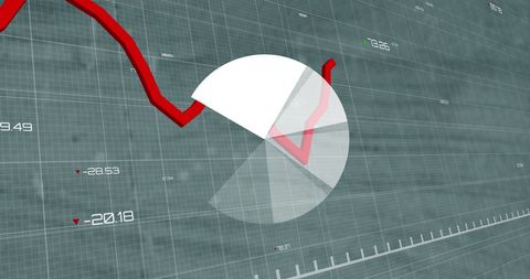 Abstract Financial Graphs with Pie Chart over Data Grid