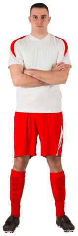 Confident Transparent Soccer Player in Red and White Uniform - Download Free Stock Videos Pikwizard.com
