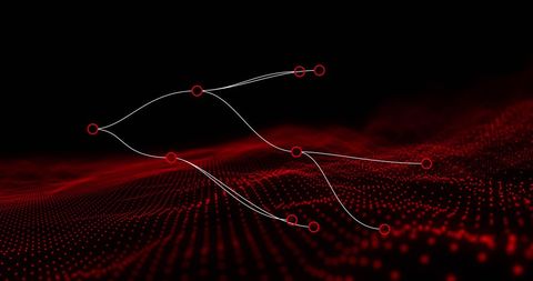Dynamic Digital Network Over Red Wavy Matrix