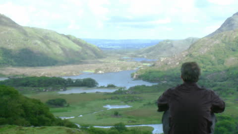 Man Enjoying Panoramic Mountain Landscape