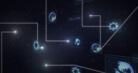 Futuristic digital interface with glowing node connections